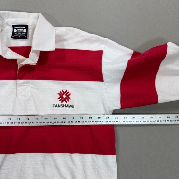 Barbarian Rugby Polo Shirt Lightweight Men's XL White Red Stripe Fanshawe Casual - Picture 4 of 6